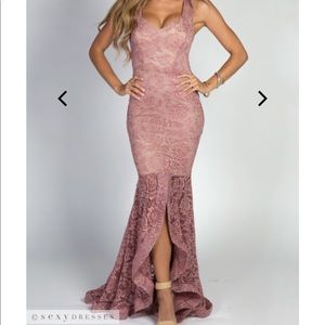 Medium Mauve Mermaid Lace Gown